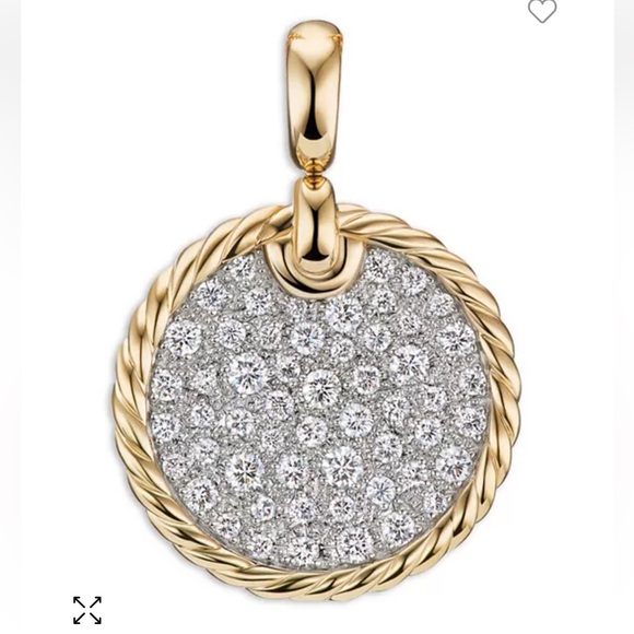 NWT David Yurman 18K Yellow Gold DY Elements® Pavé Diamond Disc Pendant - Picture 5 of 11